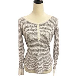 Victoria's Secret Cream and Black Script Long Sleeve Top